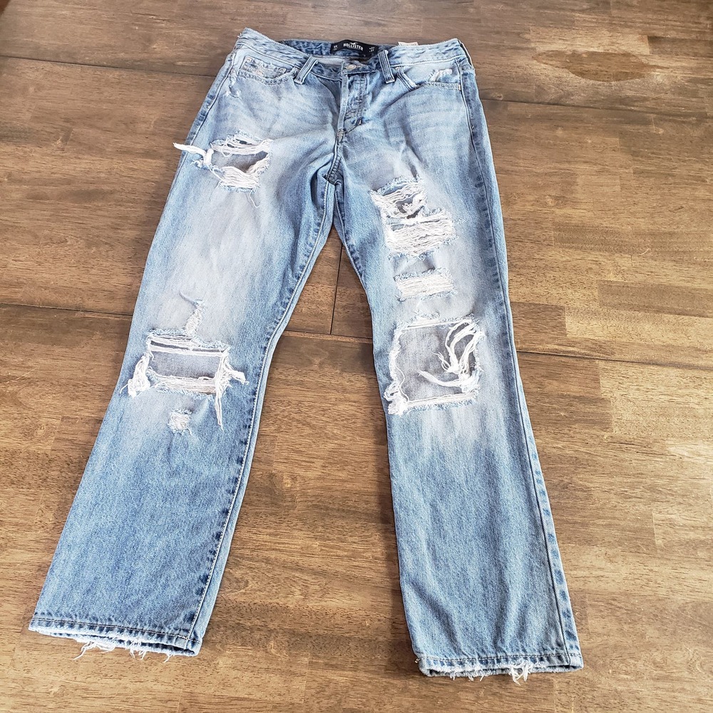 Hollister Light Blue Distressed Straight Leg Jeans